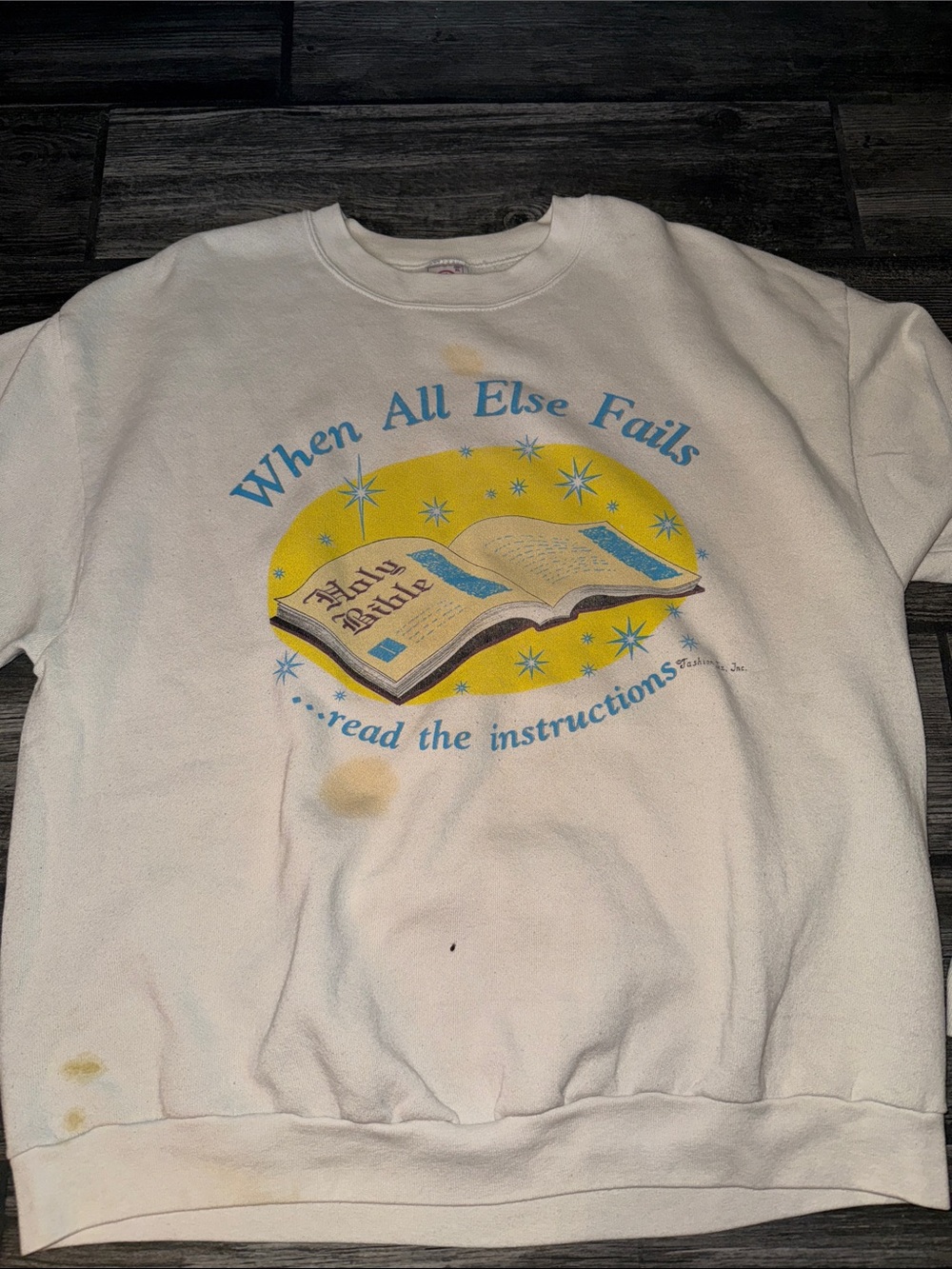 Vintage Jesus When All Else Fails' Bible Sweatshirt men’s xl 90s